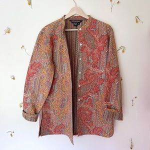 vintage terra-cotta light, spring quilted button-down jacket granny 90s rust